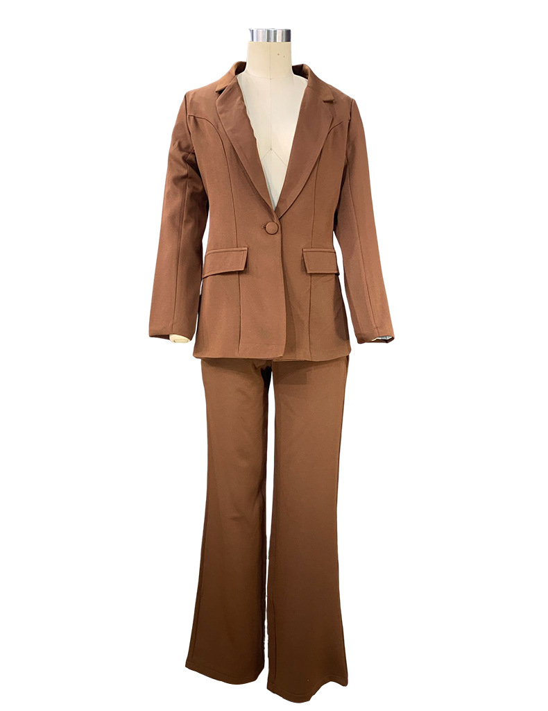 Spring Women's Fashion Chic Long Sleeve Blazer With Straight Pants Set