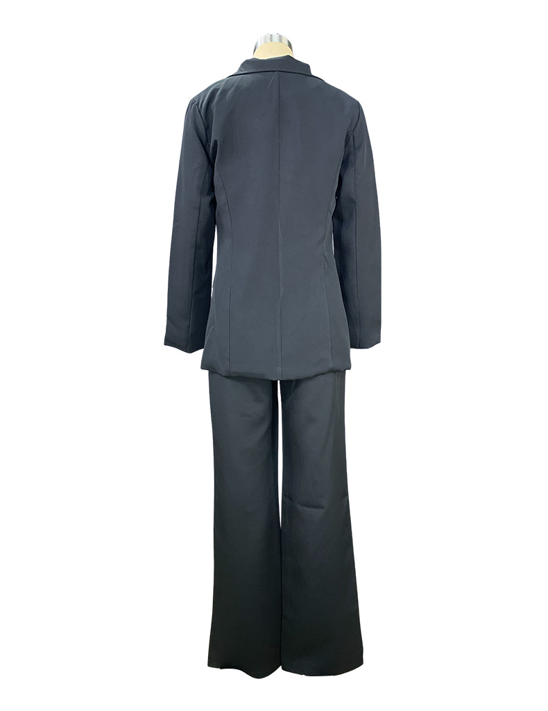 Spring Women's Fashion Chic Long Sleeve Blazer With Straight Pants Set