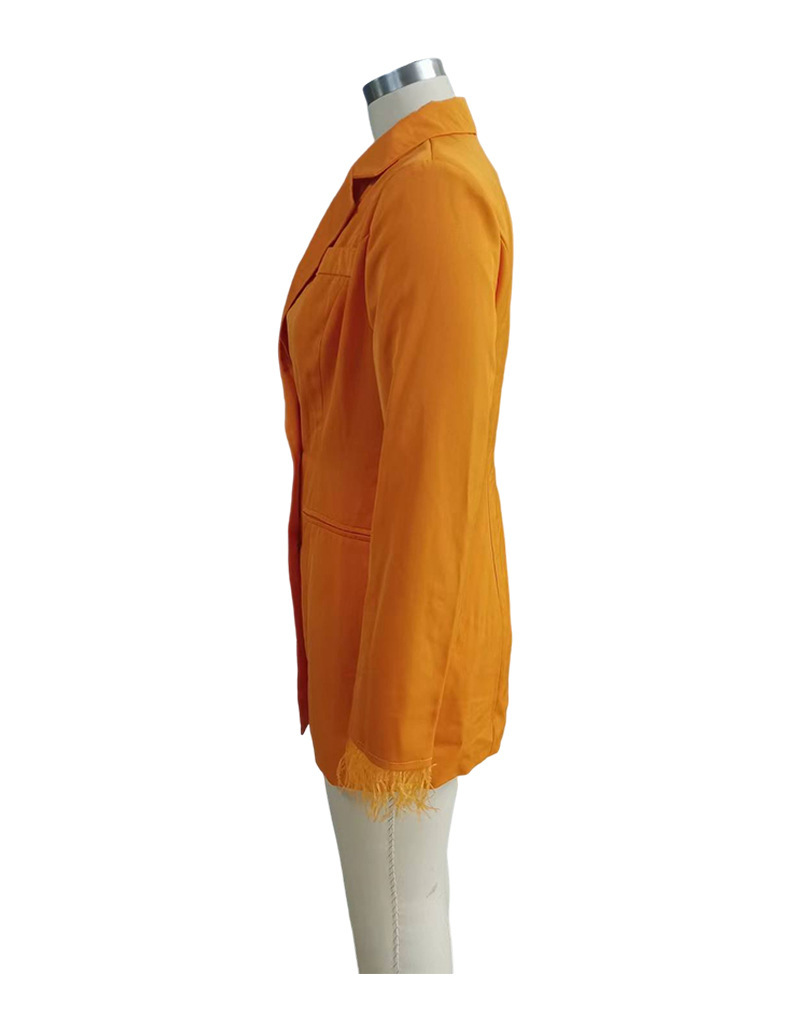 Spring Women's Fashion Feather Long Sleeve Slim Fit Blazer
