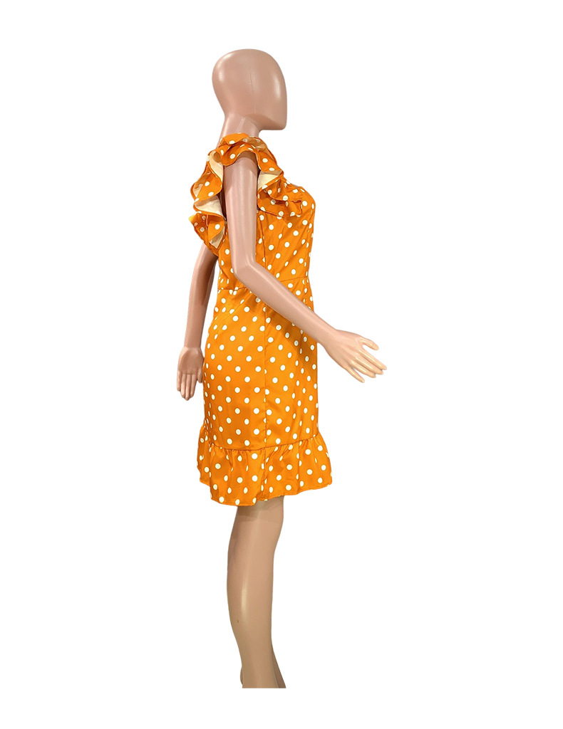 Women Summer Flying Sleeve Mini Sexy Polka Dot Dress