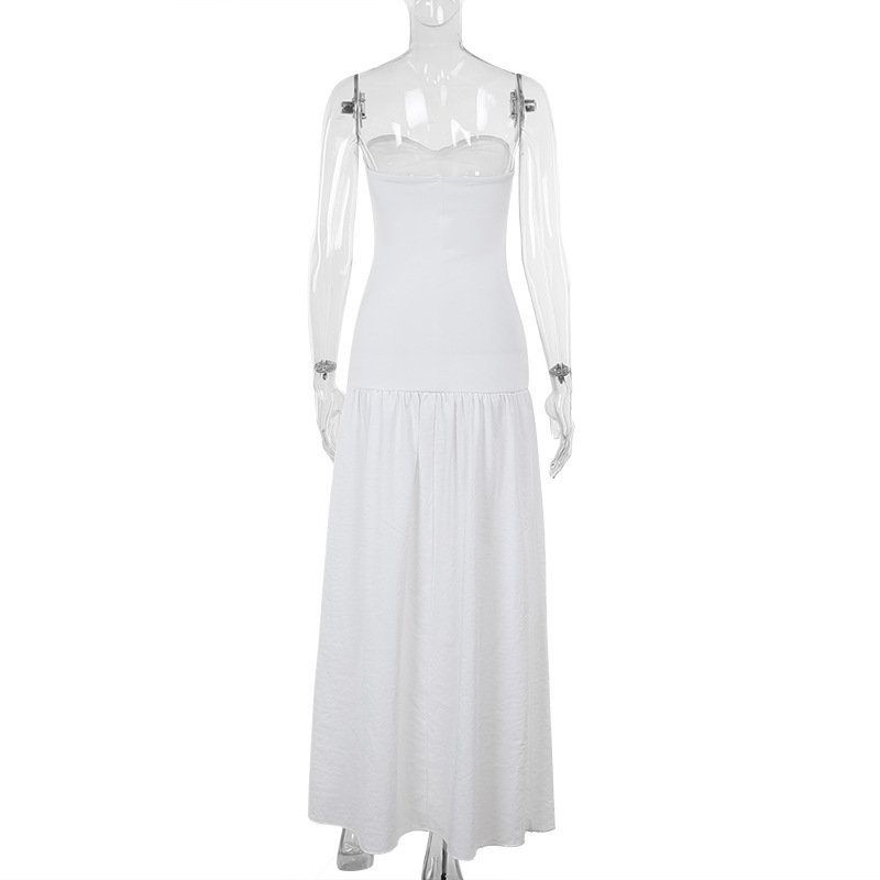 Women Summer Women Beach Holidays Strapless Hollow Dress