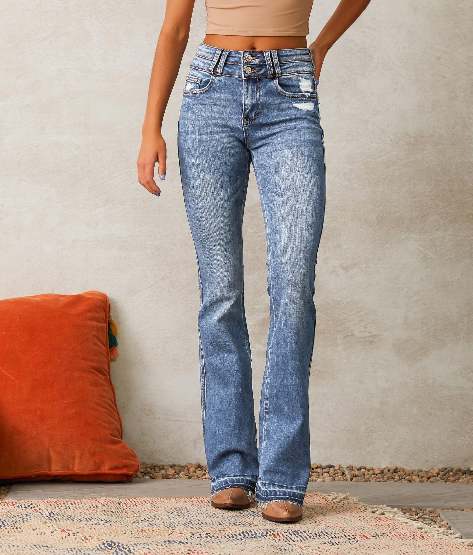 Spring Washed Ripped Denim Pants