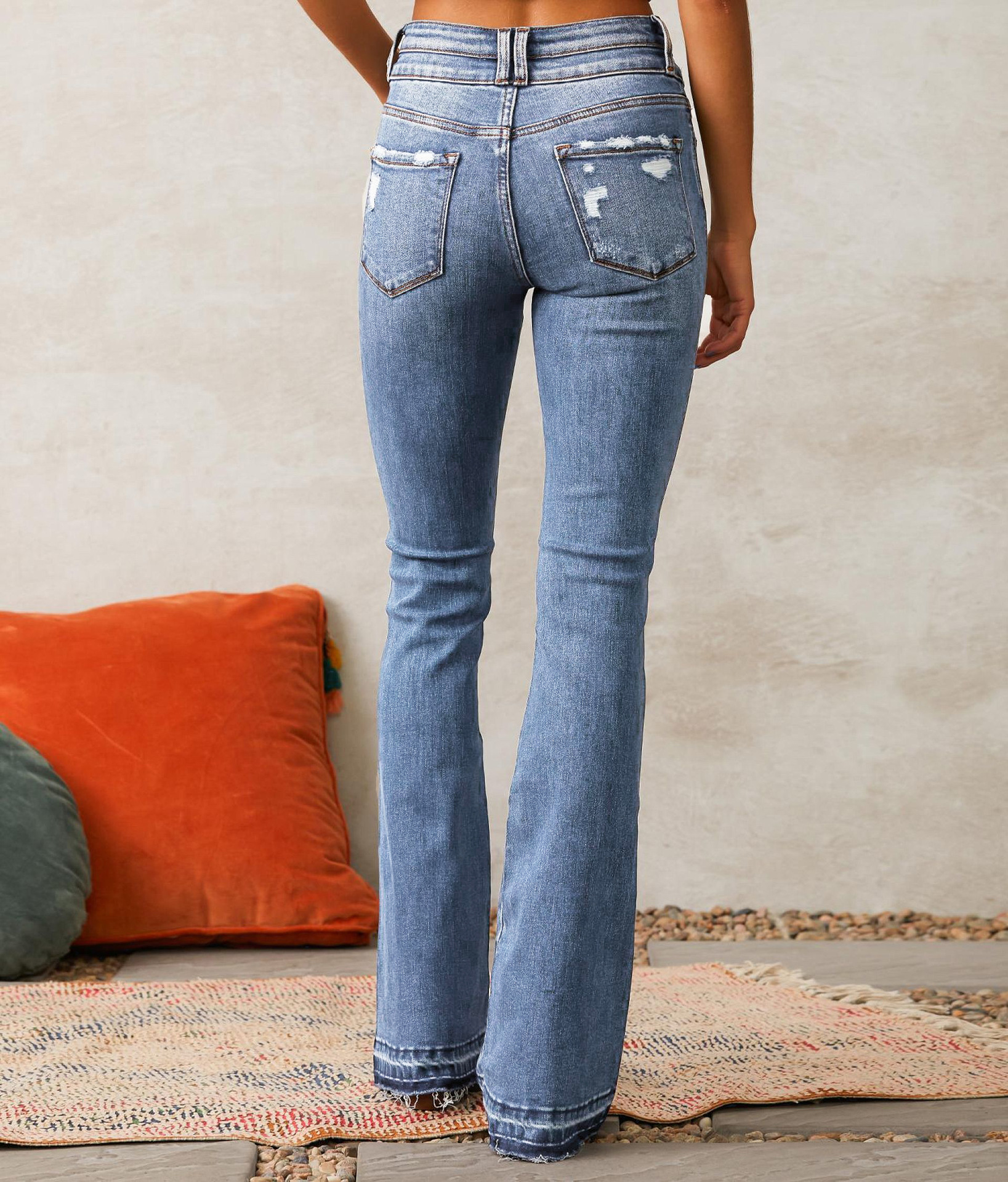Spring Washed Ripped Denim Pants