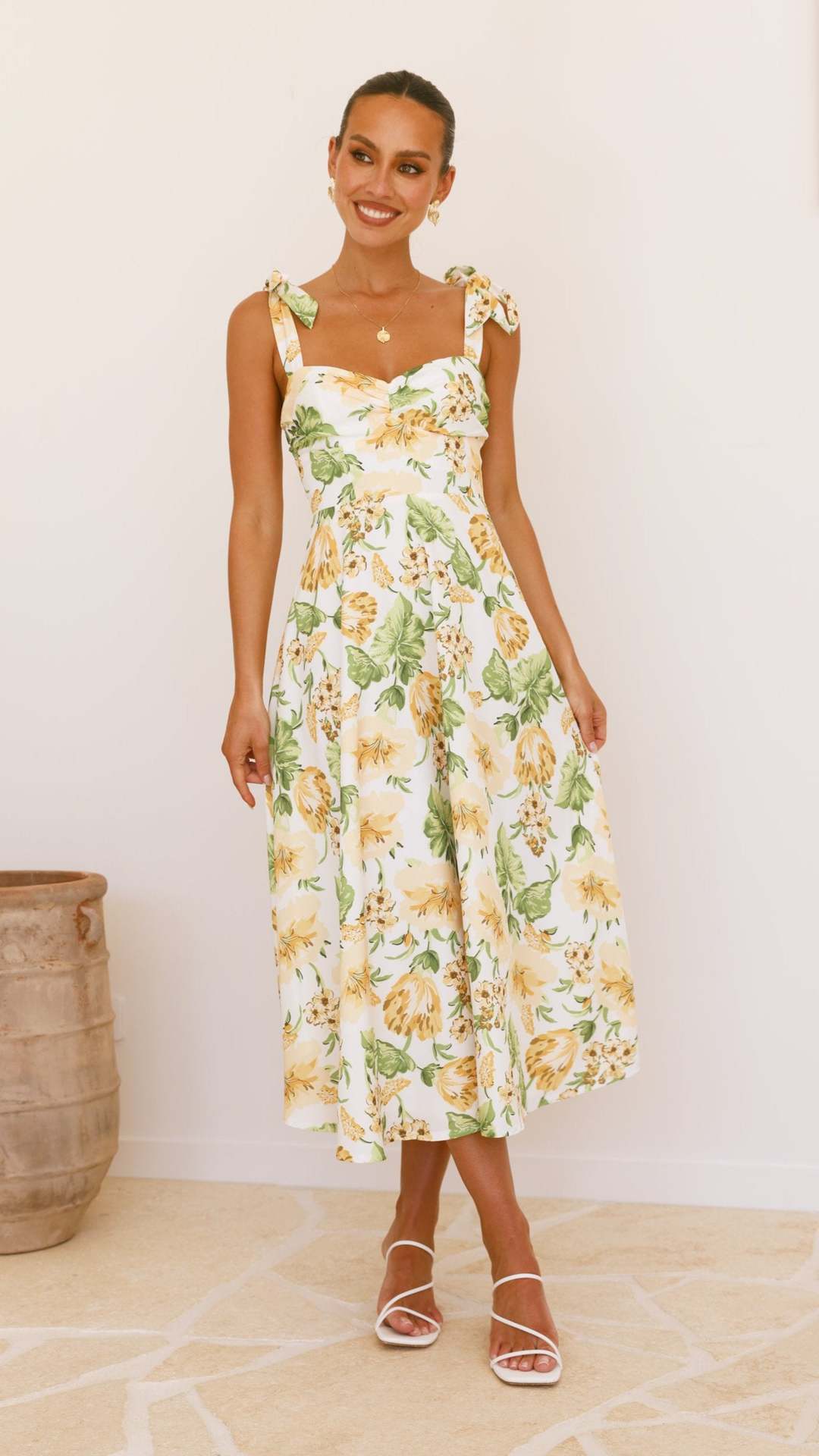 Women's Summer Floral Print Lace-Up Strap Holiday Dress