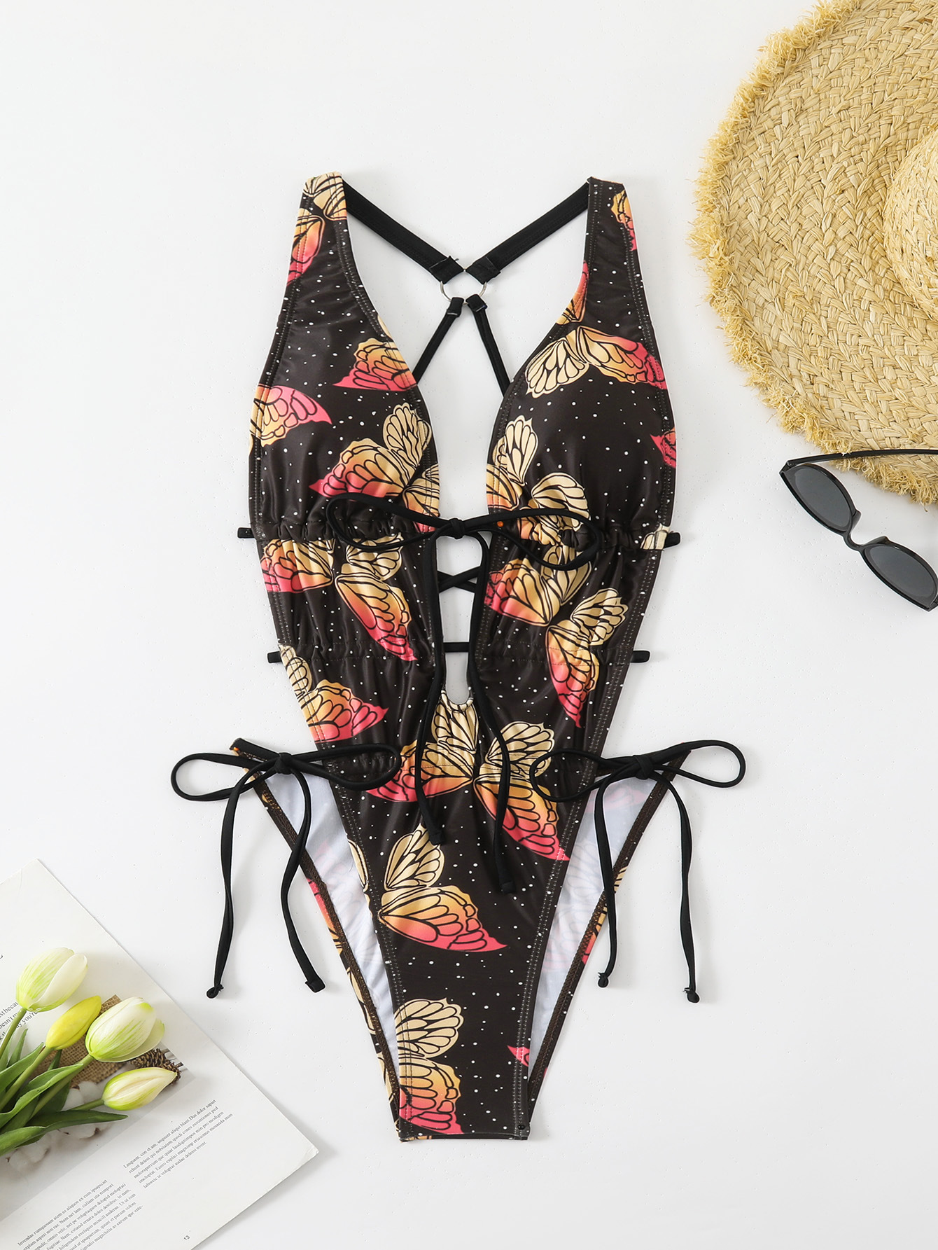 Sexy Butterfly Print One-Piece Swimsuit