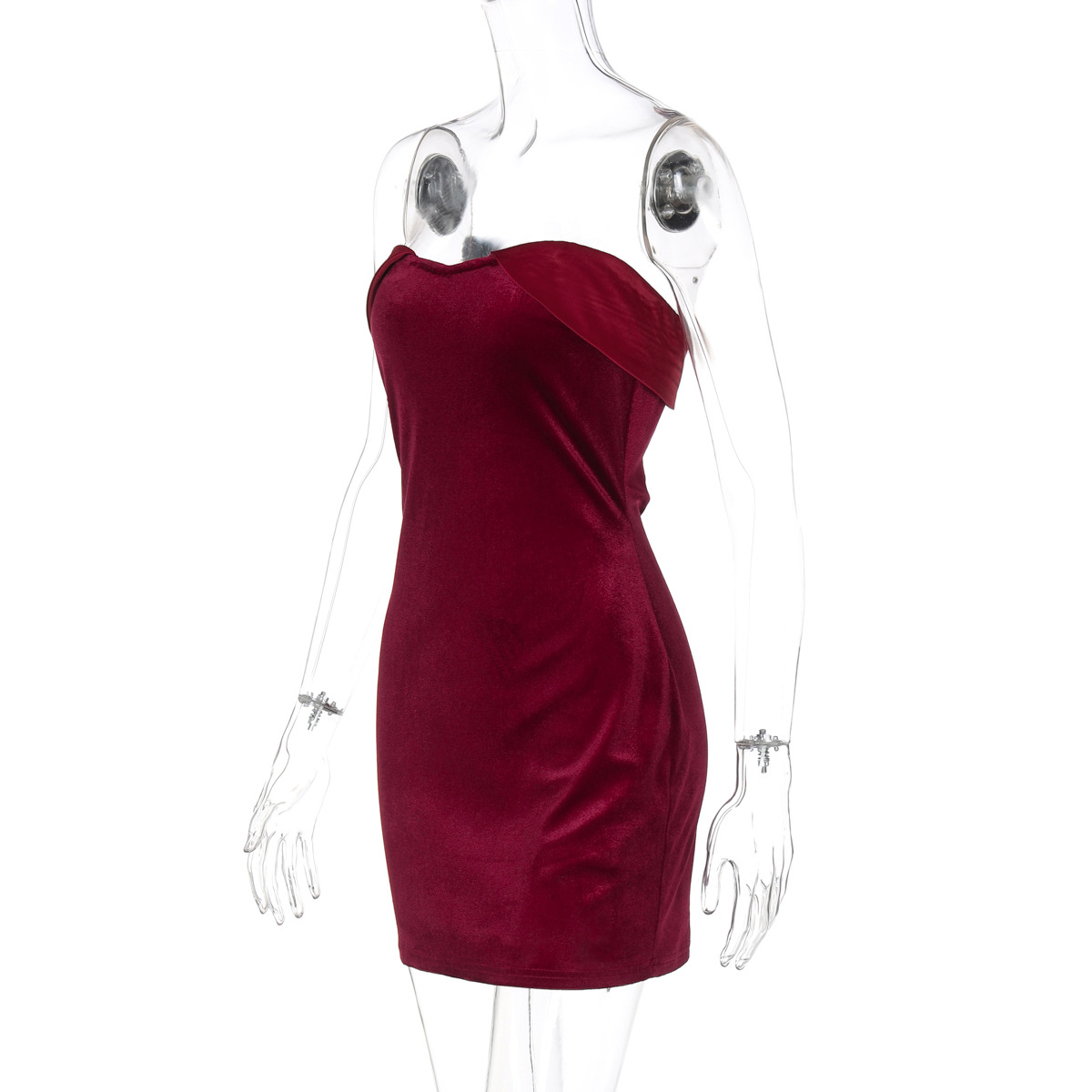 Women's Summer Sexy Strapless Solid Color Bodycon Dress
