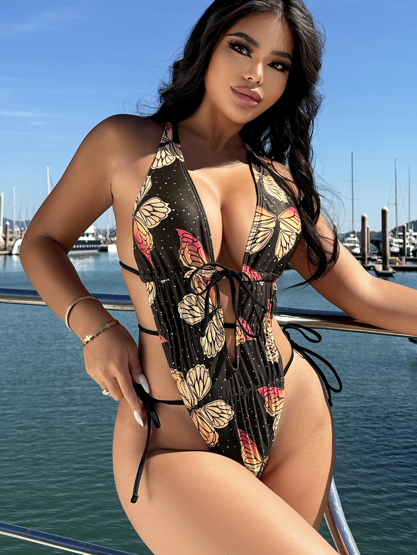 Sexy Butterfly Print One-Piece Swimsuit