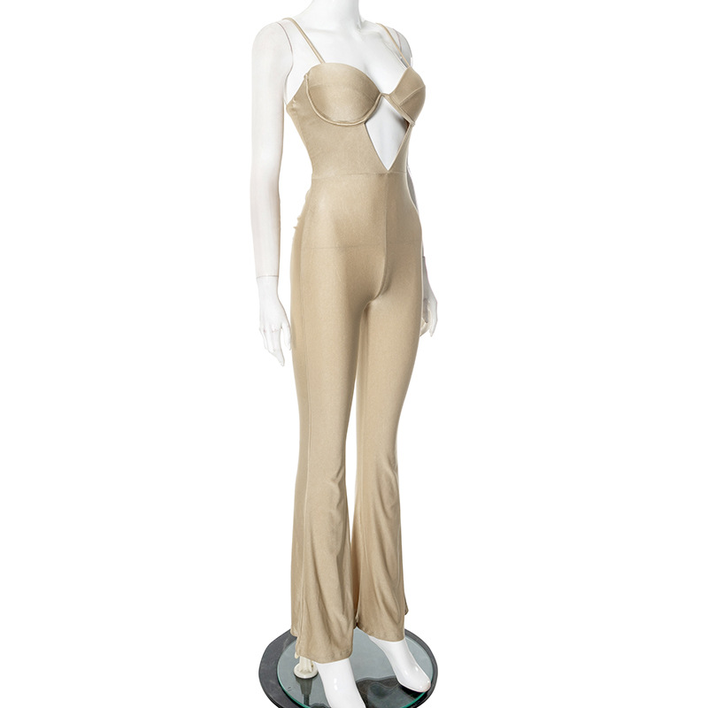 Spring Summer Tight-Fitting High-Waist Flared Jumpsuit For Women