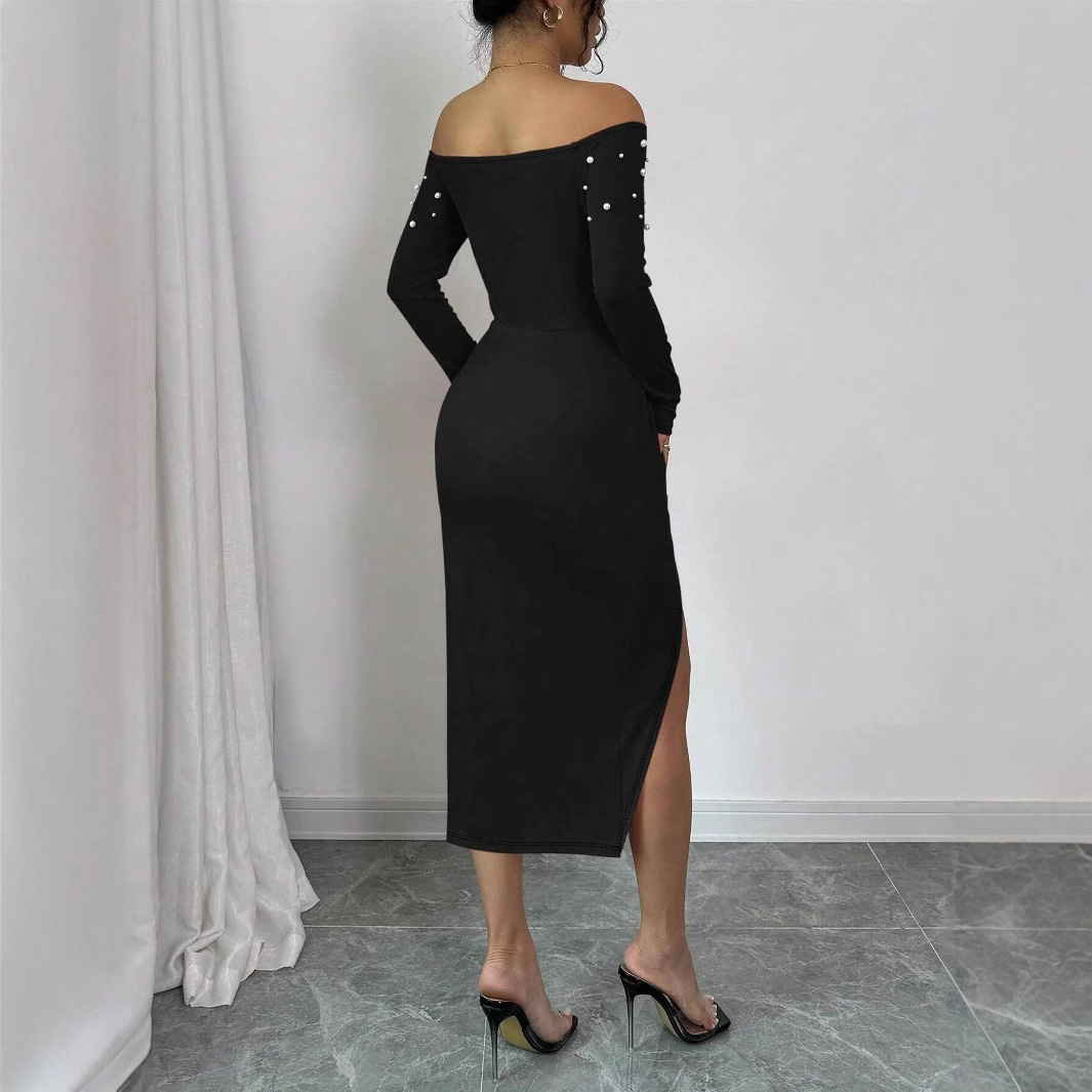 Women summer strapless slit dress