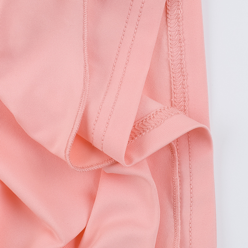 Women Spring Summer Sexy Gathered Ribbon Solid Dress