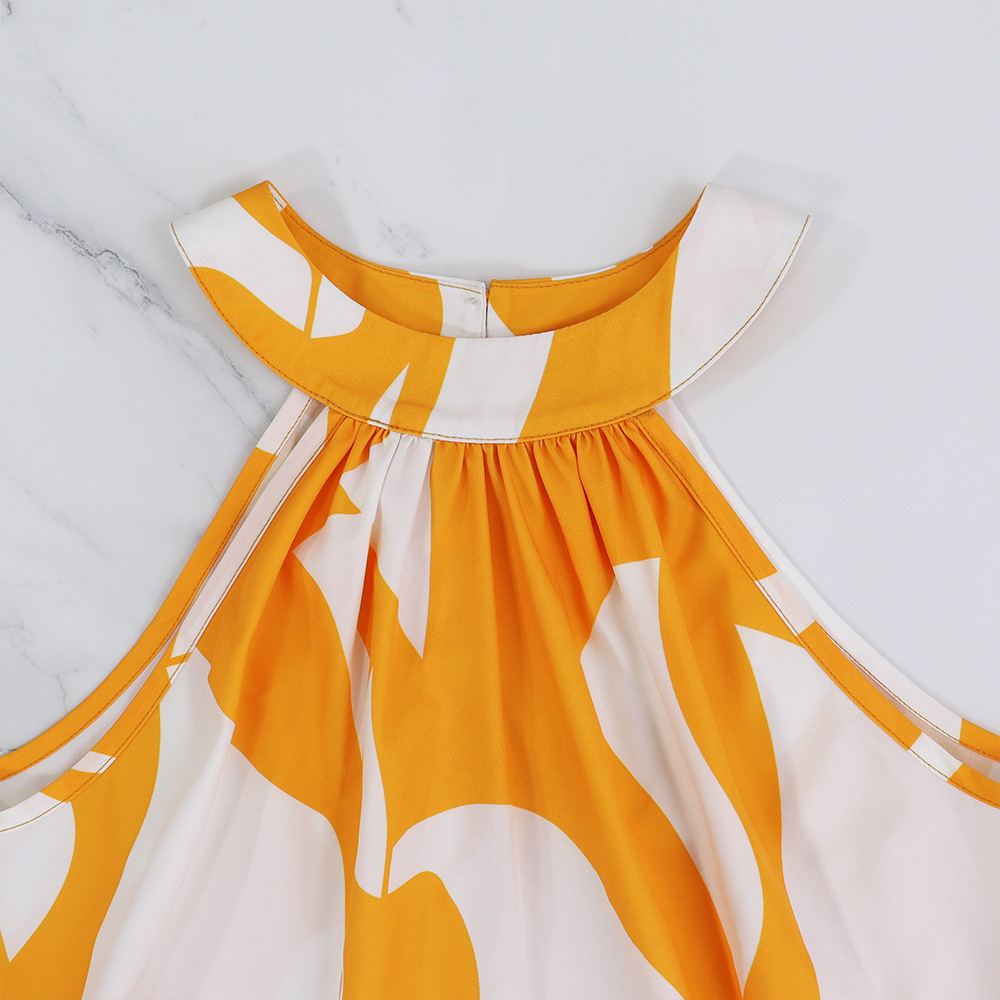 Women Print Halter Neck Summer Elegant Dress