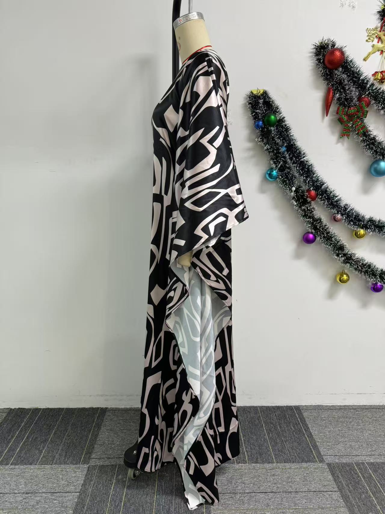 Women Print Lace-Up Slash Shoulder Dress