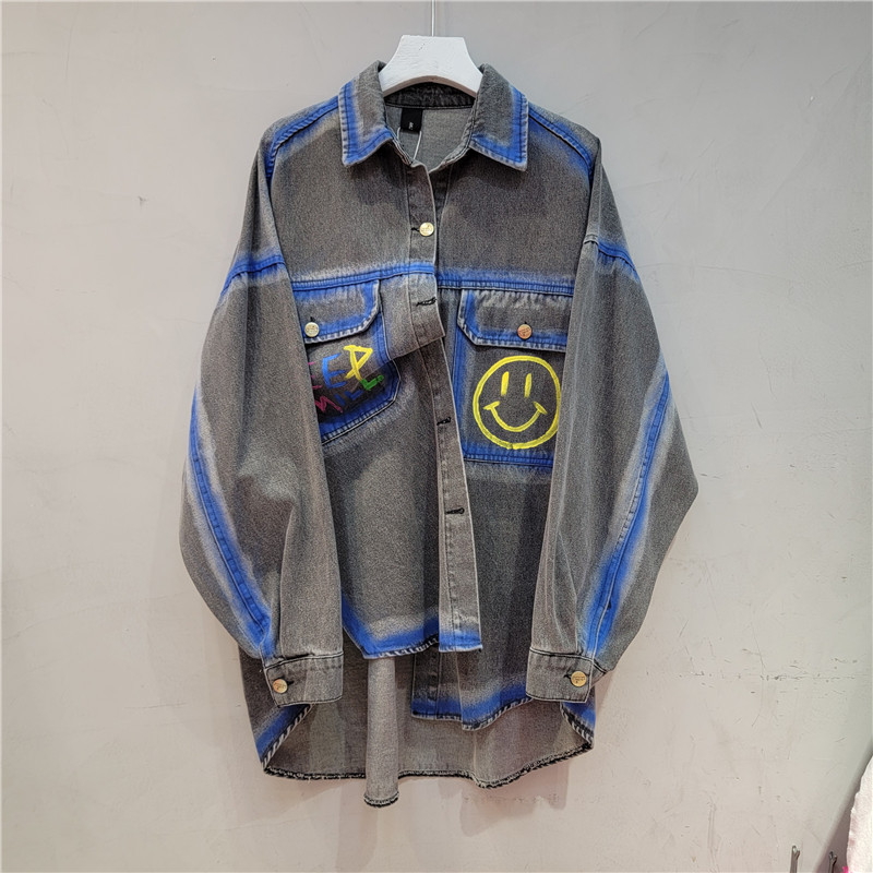 Spring Fashion Print Loose Denim Shirt