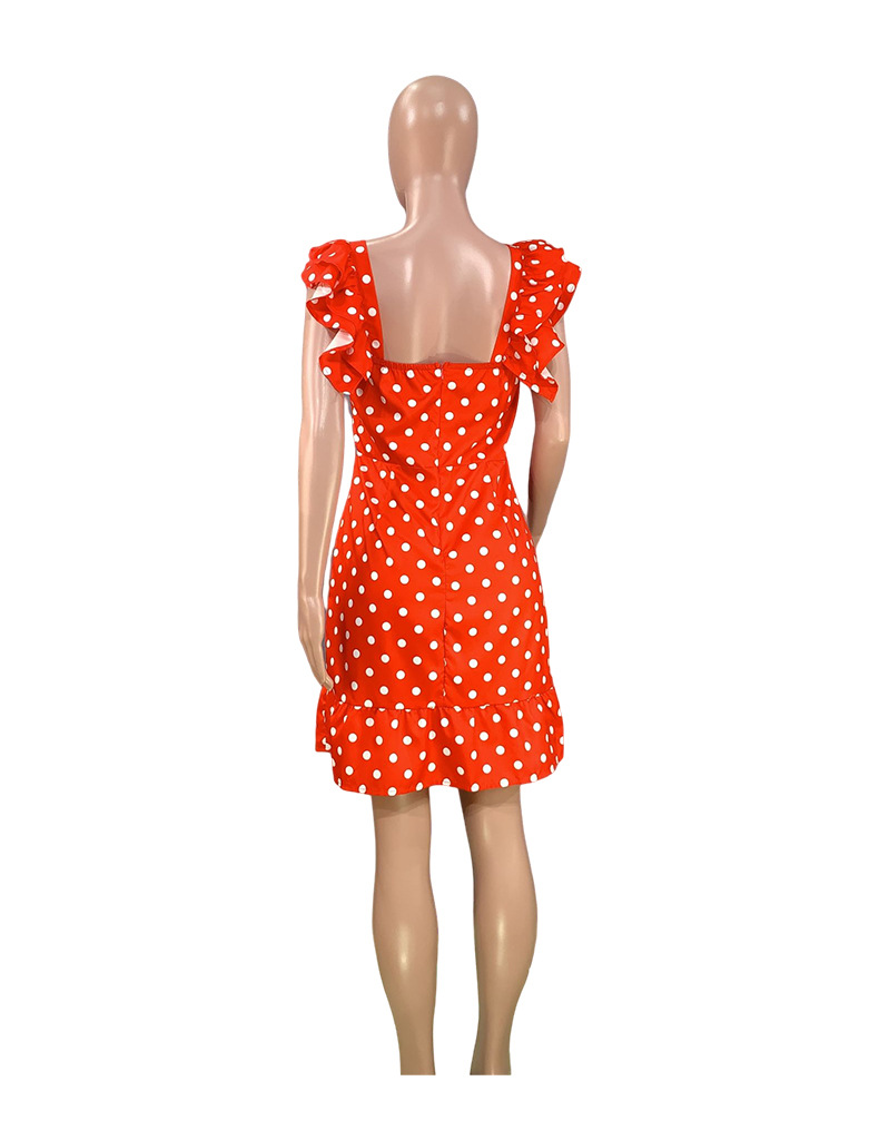 Women Summer Flying Sleeve Mini Sexy Polka Dot Dress