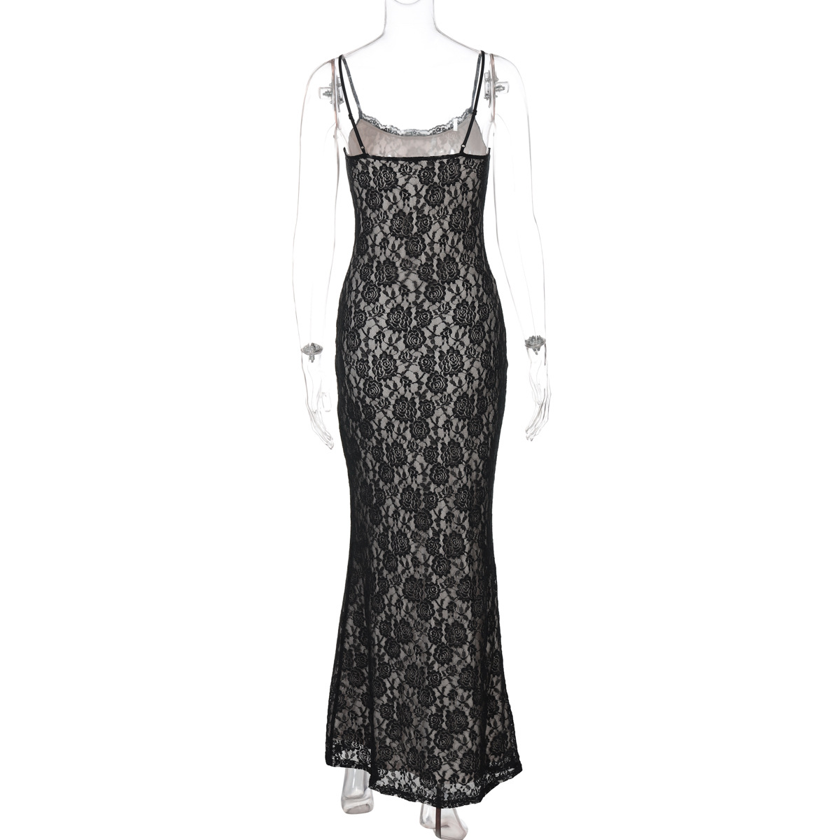 Summer Women's Sexy Lace Patchwork Slim Strap Long Dress