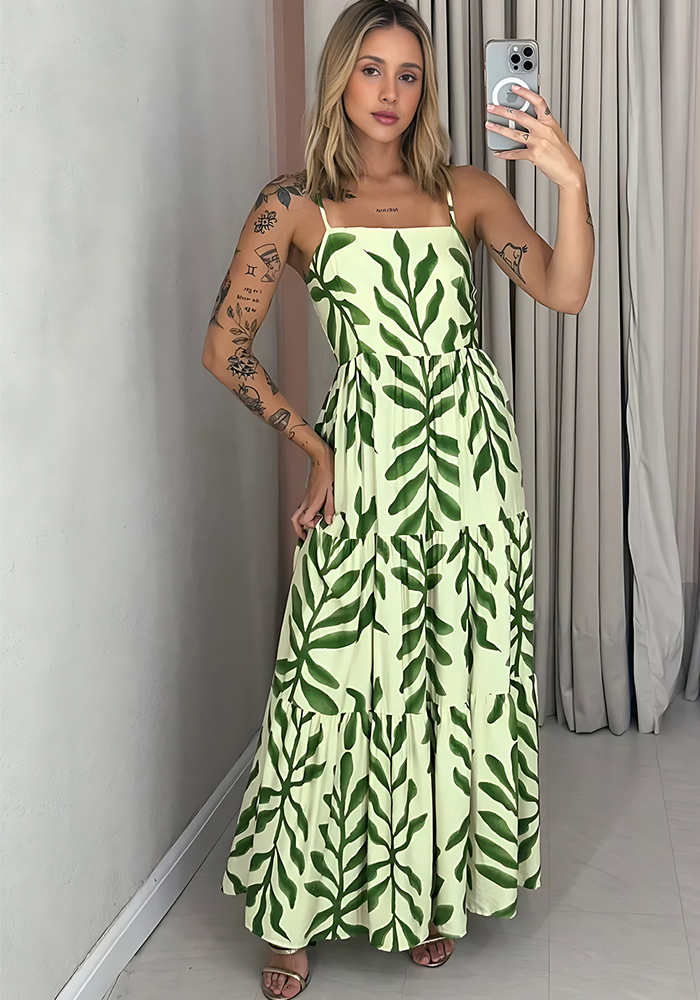 Women Print Suspender Casual Dress