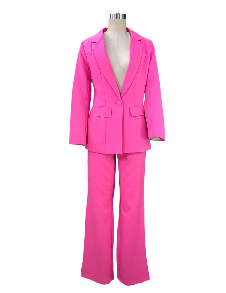 Spring Women's Fashion Chic Long Sleeve Blazer With Straight Pants Set