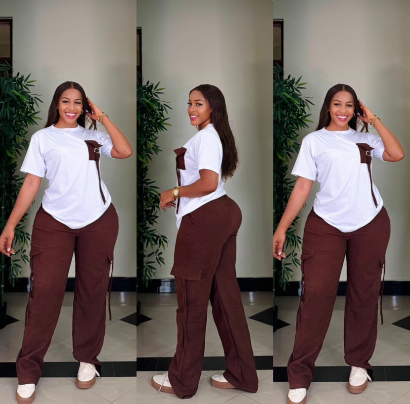 Casual Fashion T-Shirt Multi-Pocket Loose Pants Two-Piece Set