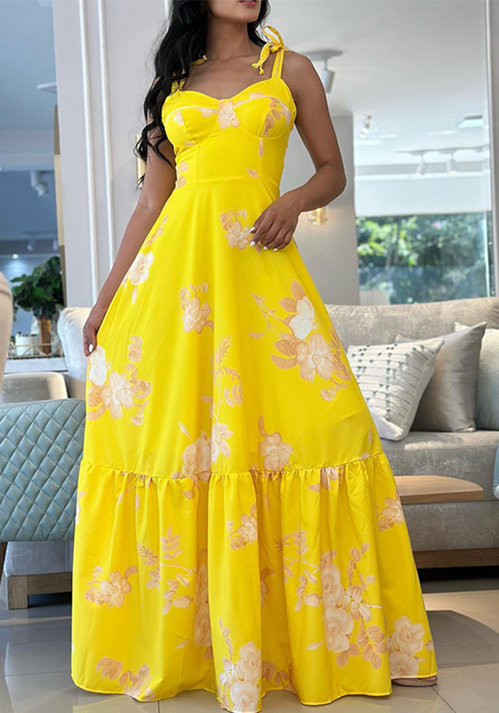 Women's Summer Print Strap Maxi Dress