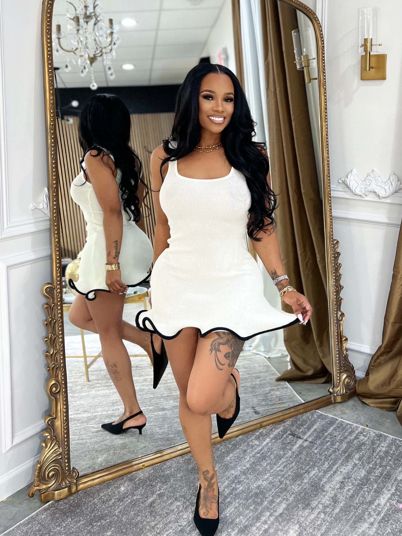 Women's Summer Wave Hem Slim Tank Dress