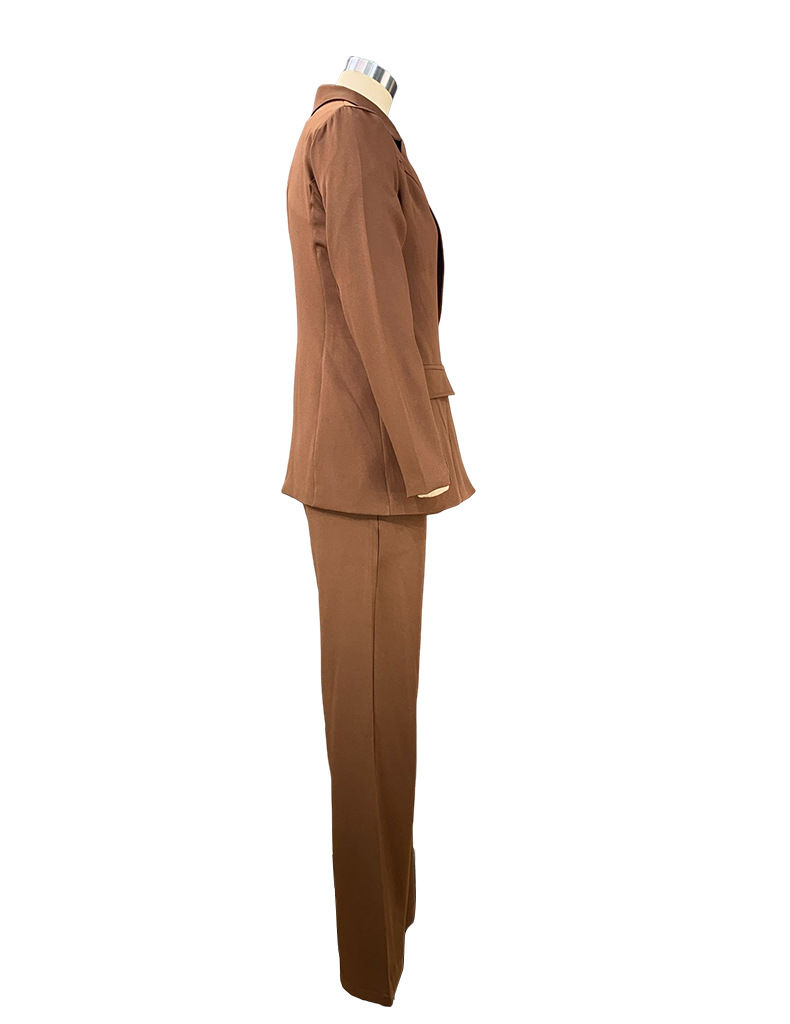 Spring Women's Fashion Chic Long Sleeve Blazer With Straight Pants Set