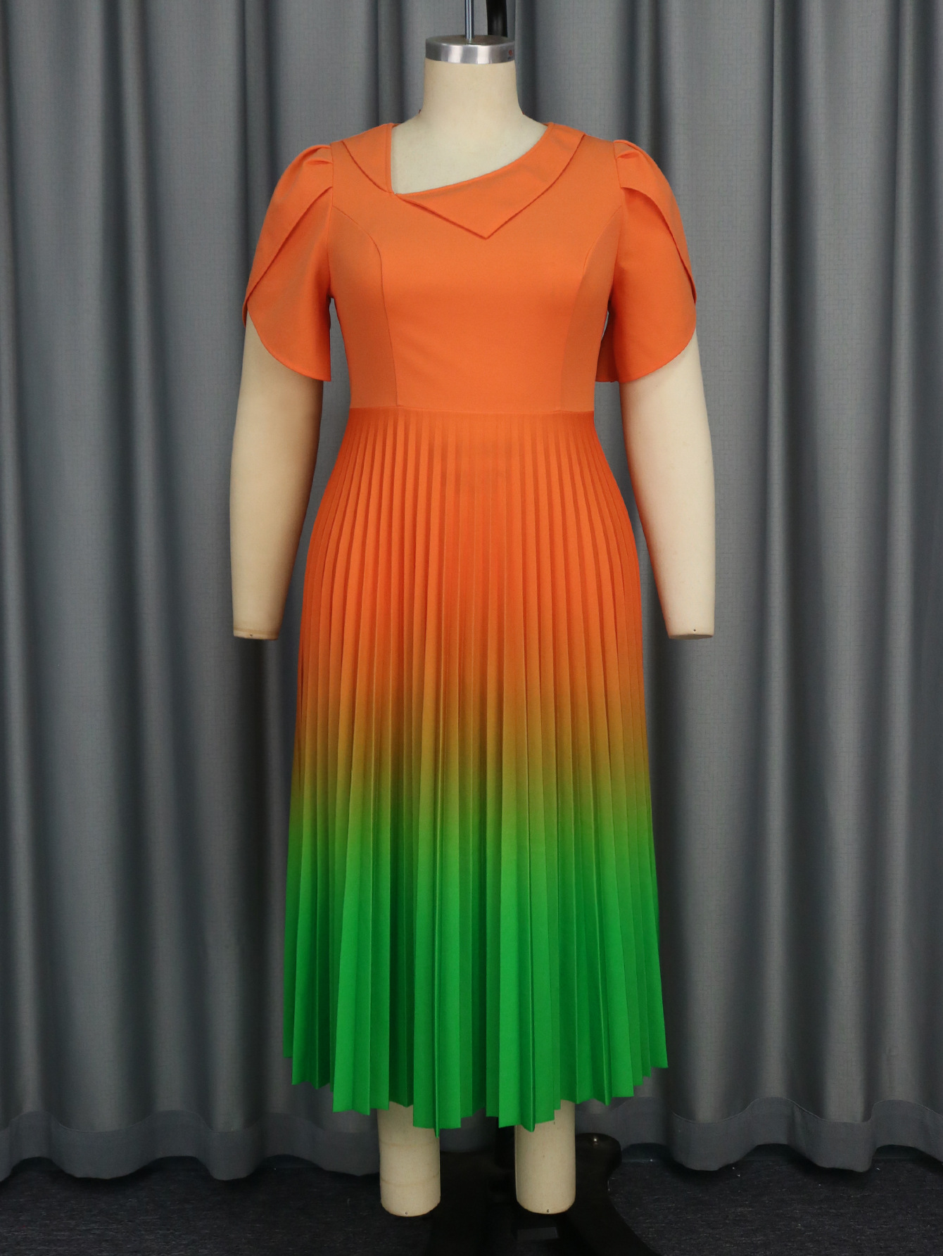 Women Gradient Contrast Formal Party Comfortable Pleated Dress