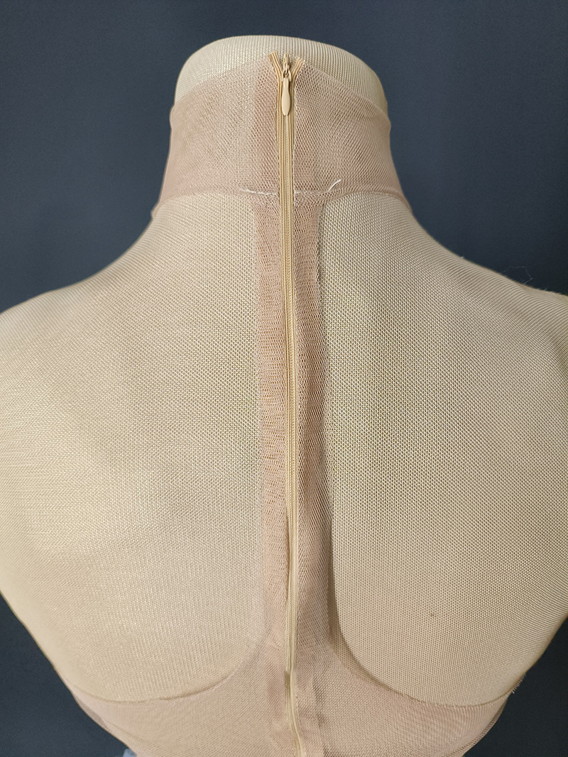 Fashion Halter Neck Strap Mini Dress Nude See-Through Sexy Party Dress