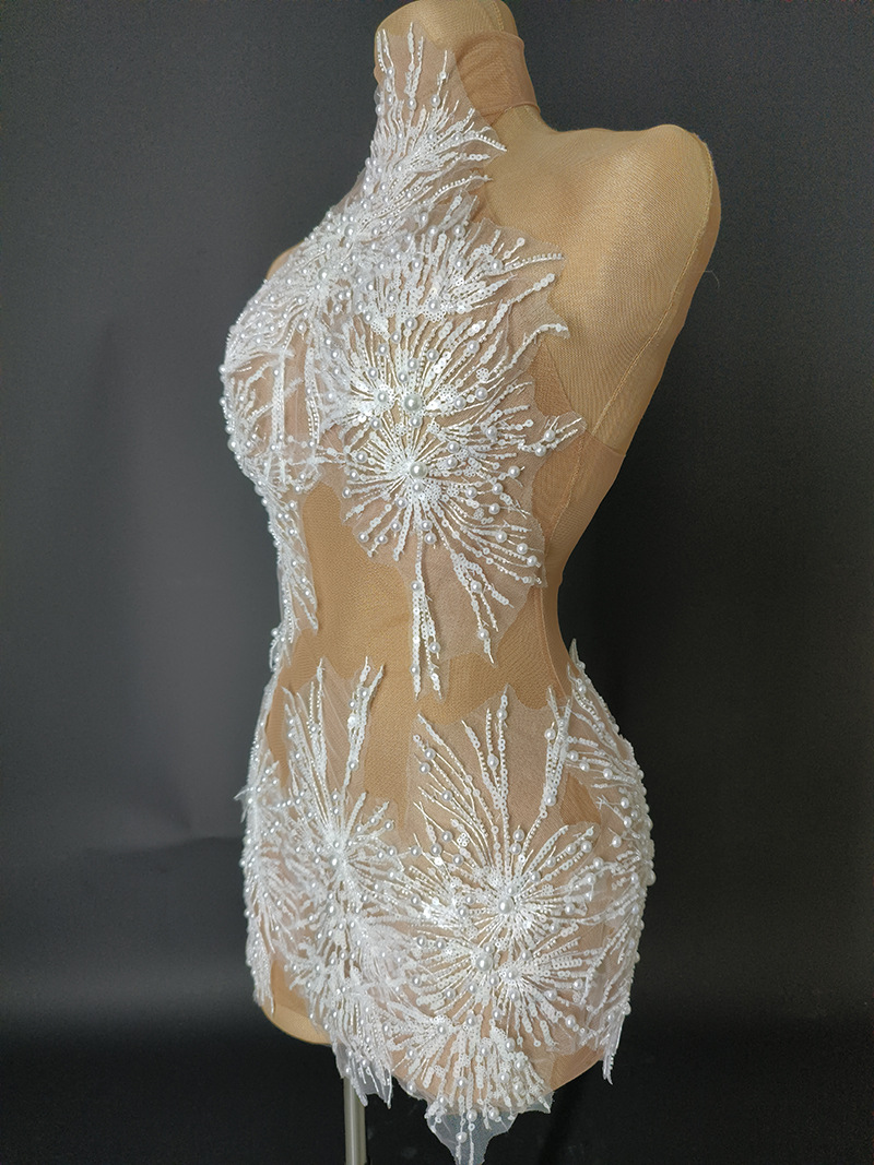 Fashion Halter Neck Strap Mini Dress Nude See-Through Sexy Party Dress