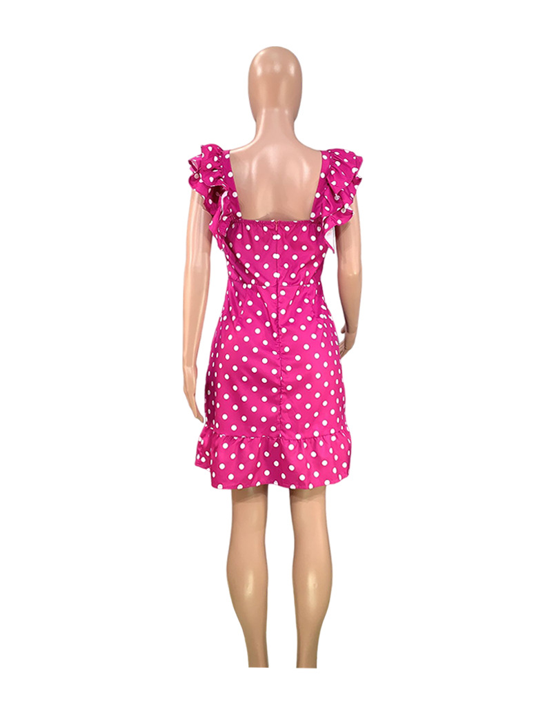 Women Summer Flying Sleeve Mini Sexy Polka Dot Dress
