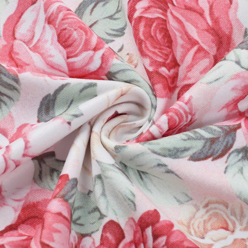 Women Spring Sexy Ruffle Floral Print Slit Dress