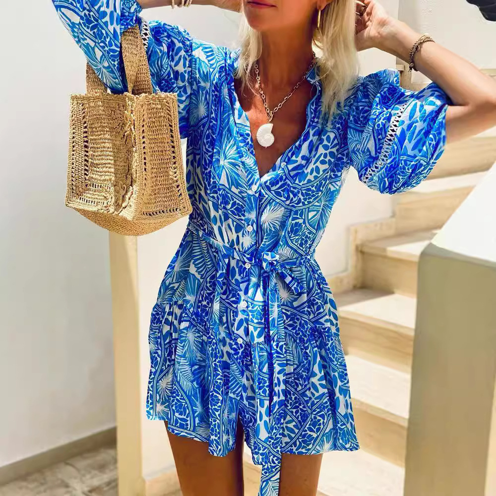 Spring Women's Fashion Print Beach Holidays Dress