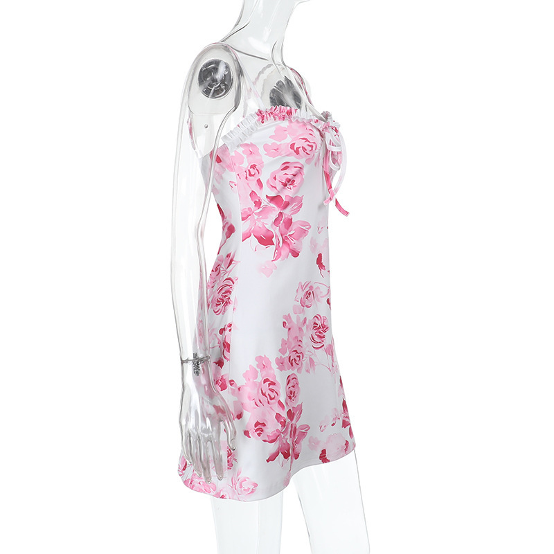 Women Spring Sexy Suspender Print Bodycon Dress