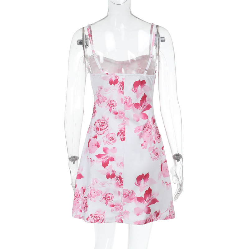 Women Spring Sexy Suspender Print Bodycon Dress