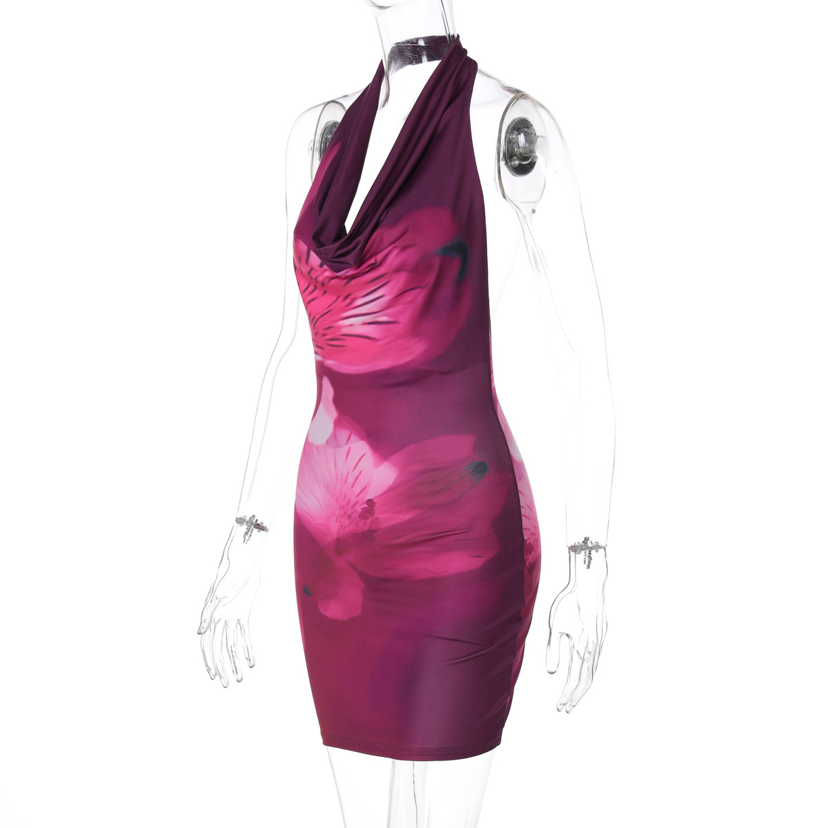 Summer Sexy Halter Neck Low-Back Print Bodycon Dress