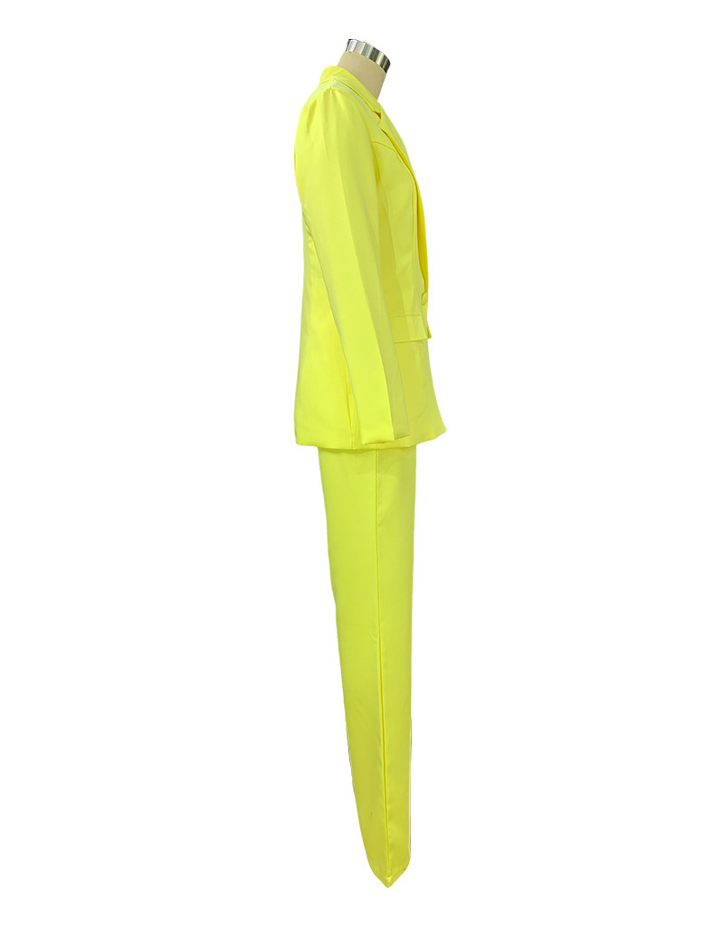 Spring Women's Fashion Chic Long Sleeve Blazer With Straight Pants Set