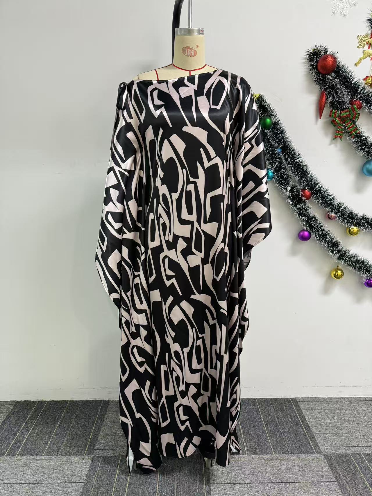 Women Print Lace-Up Slash Shoulder Dress