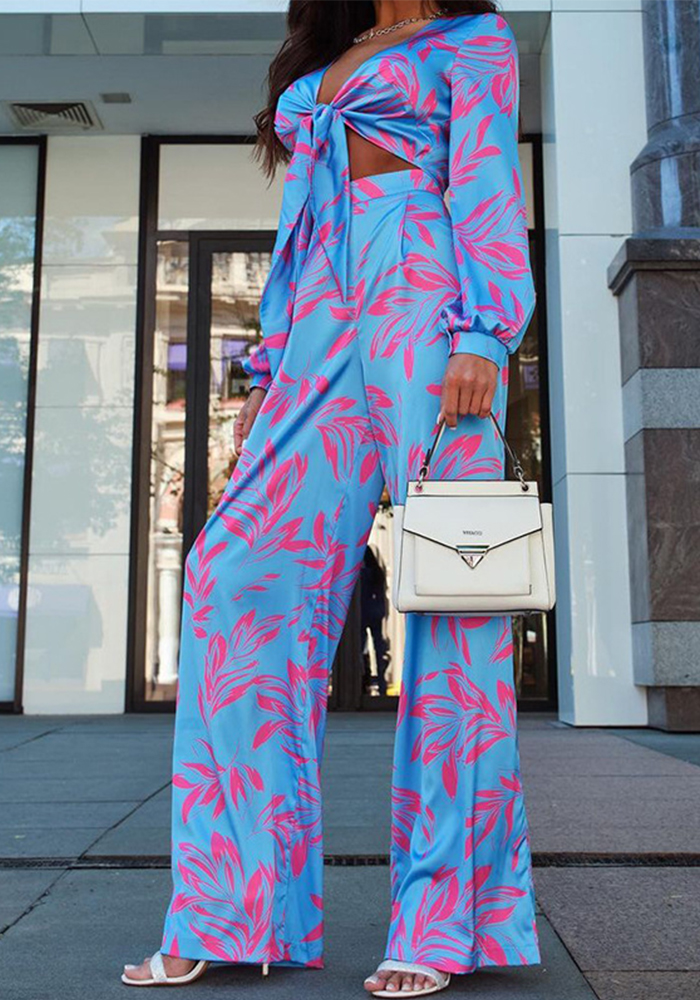 Spring Women's Fashion Sexy Shirt Straight High-Waist Wide-Leg Pants Set