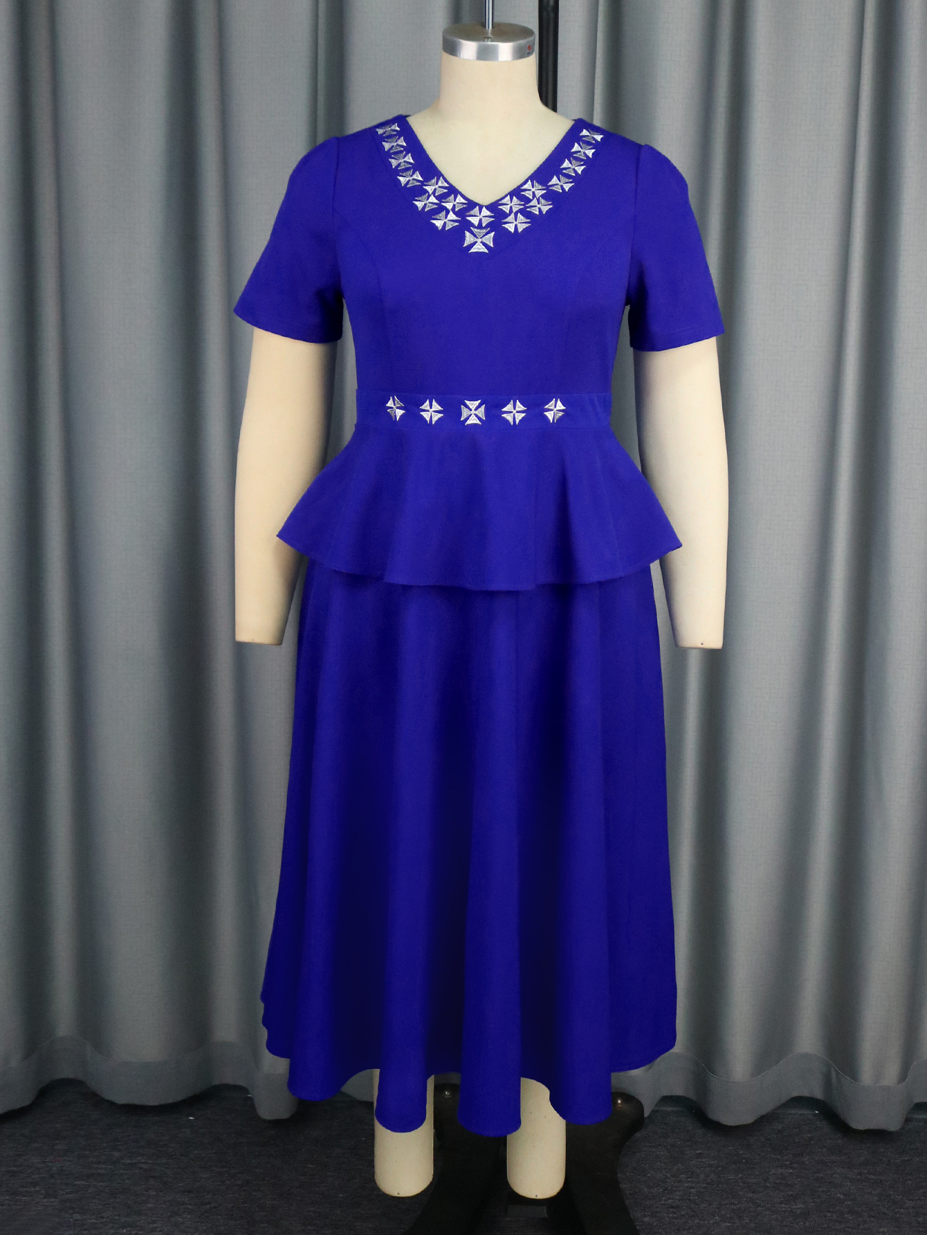 Women V-Neck High Waist Ruffle Dress