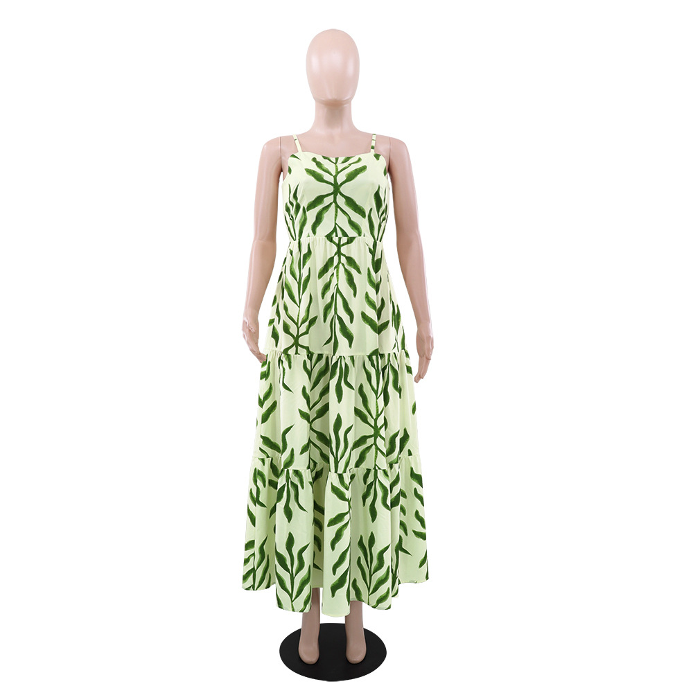 Women Print Suspender Casual Dress