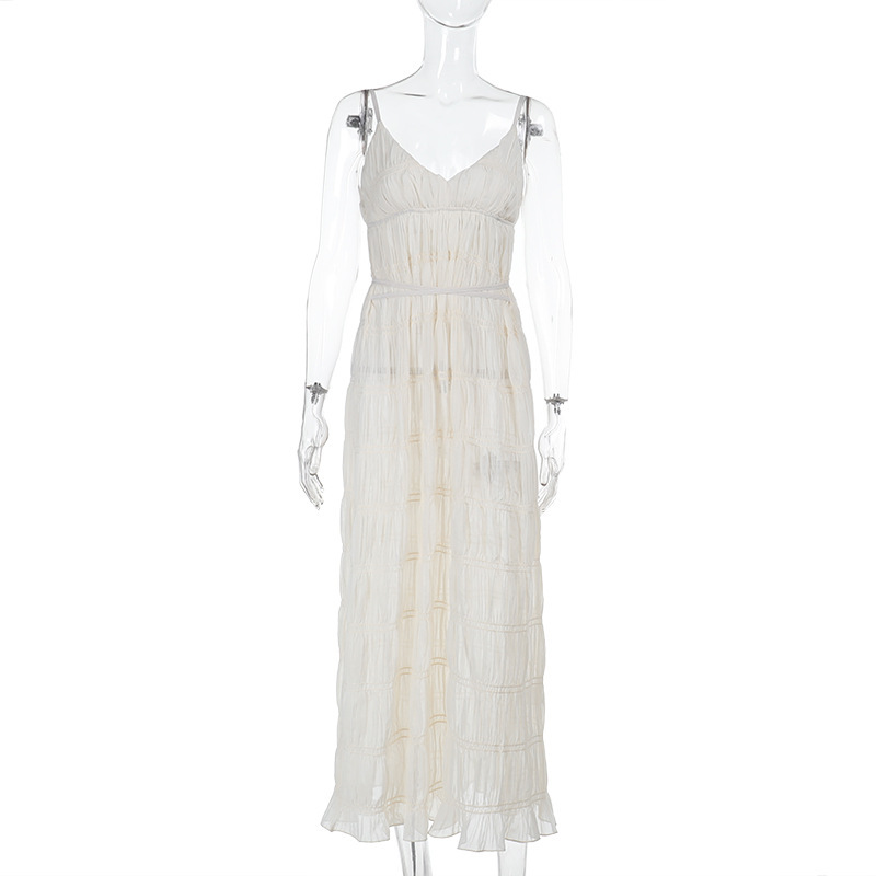 Women Spring Sexy V Neck Strap Dress