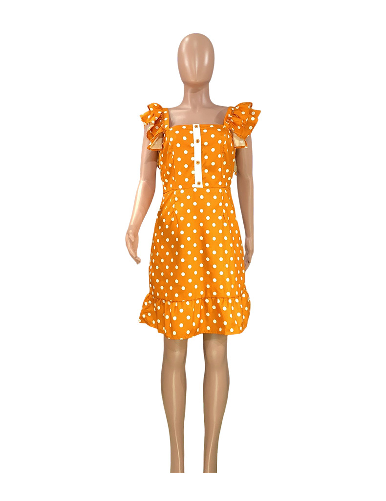 Women Summer Flying Sleeve Mini Sexy Polka Dot Dress