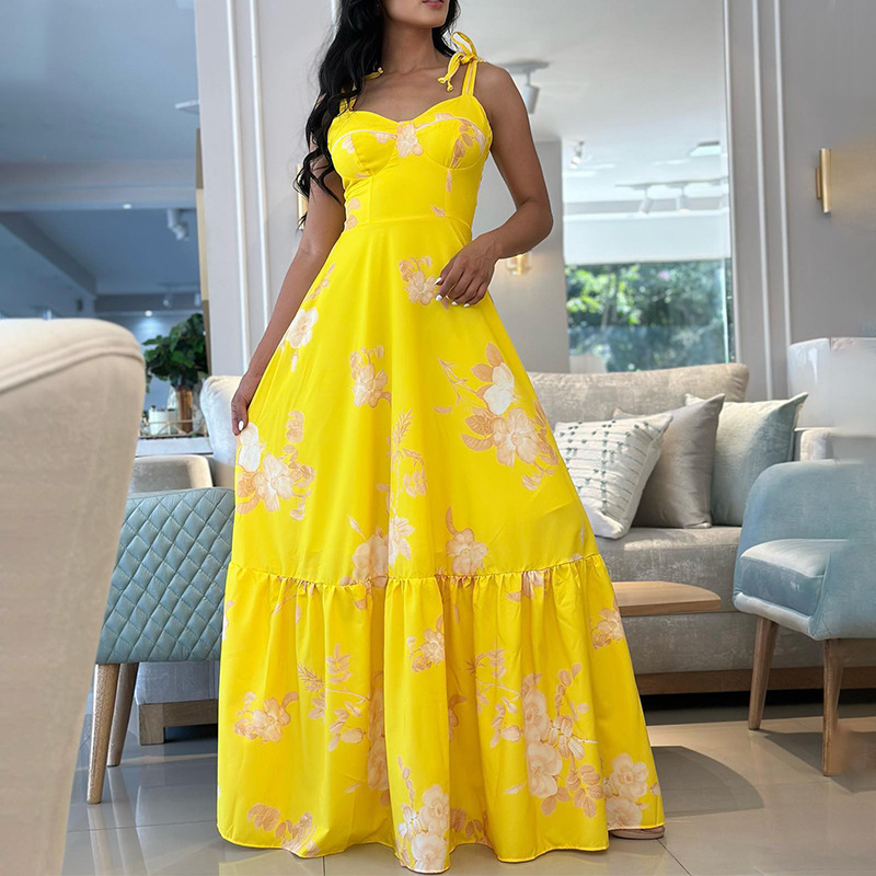 Women's Summer Print Strap Maxi Dress