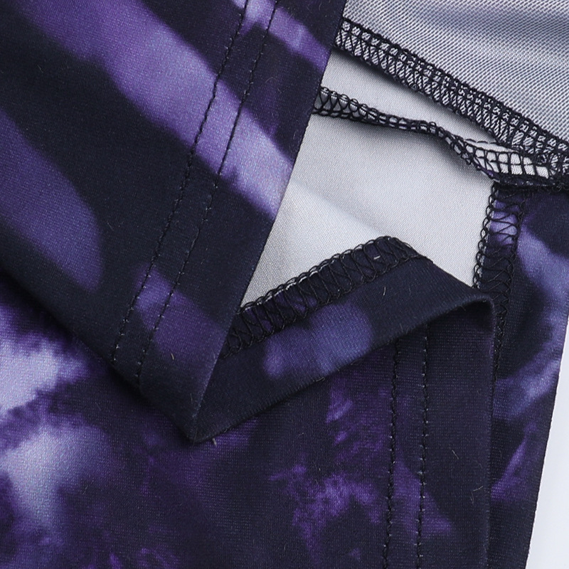 Women Spring Sexy Ruffle V Neck Print Slit Dress