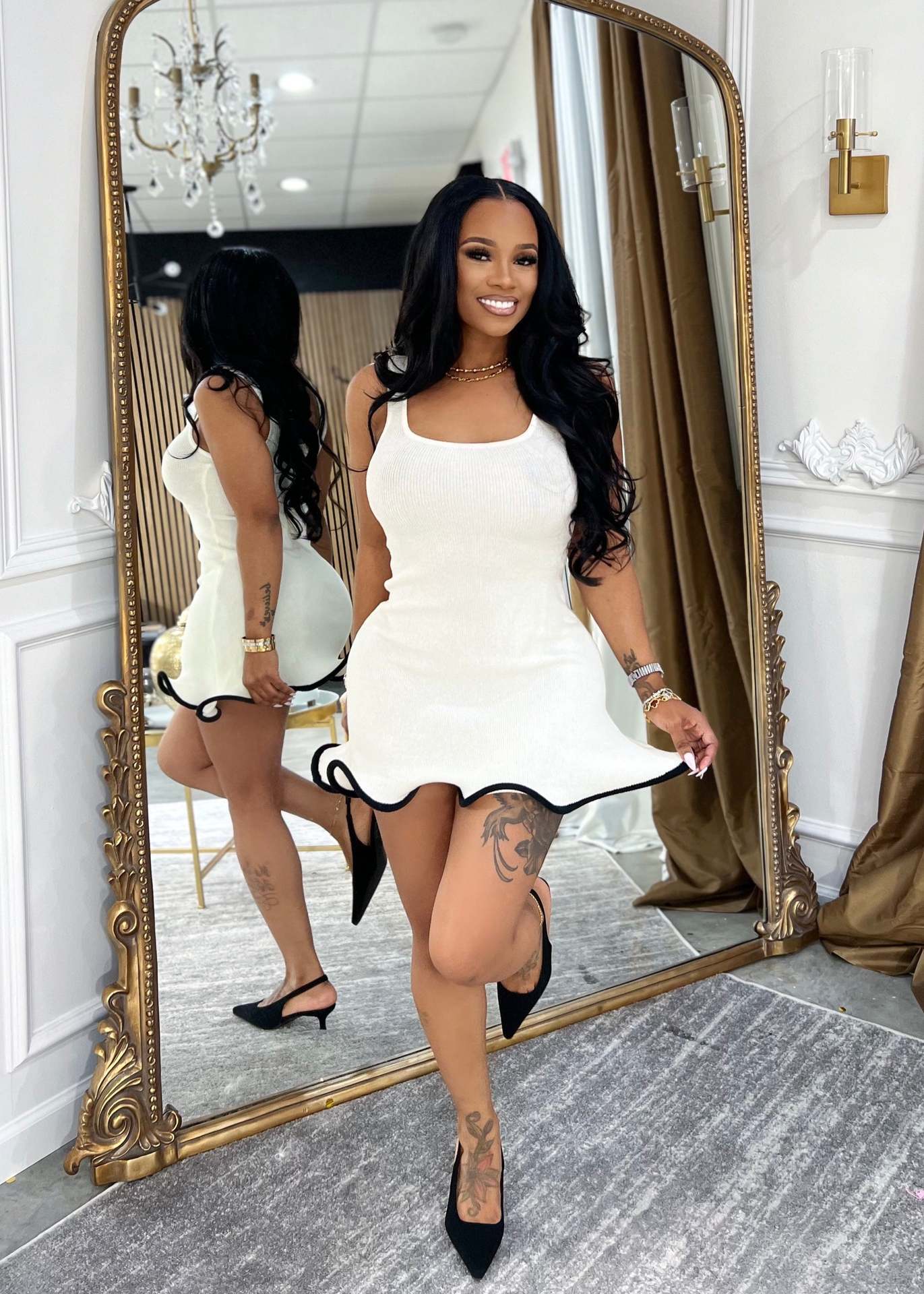 Women's Summer Wave Hem Slim Tank Dress