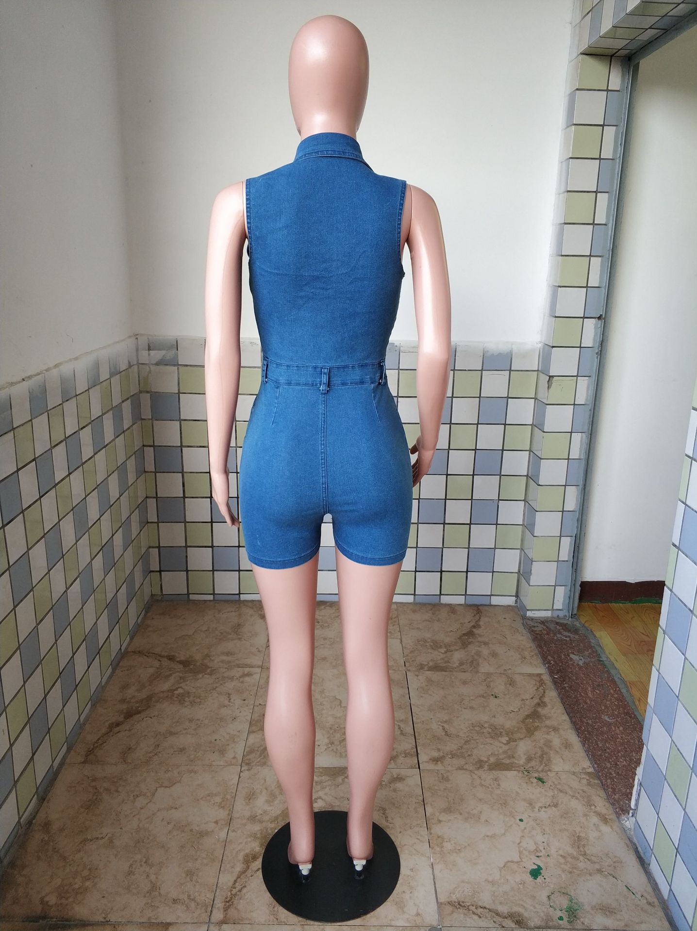 Women casual ripped sexy denim romper