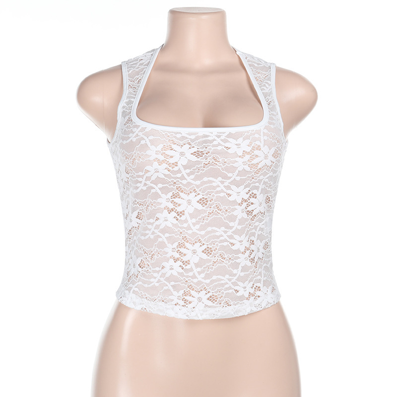 Women Suspender Sexy Backless Lace Top