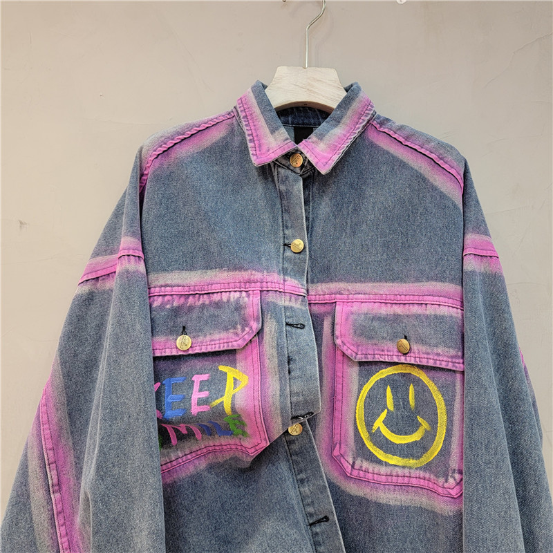 Spring Fashion Print Loose Denim Shirt