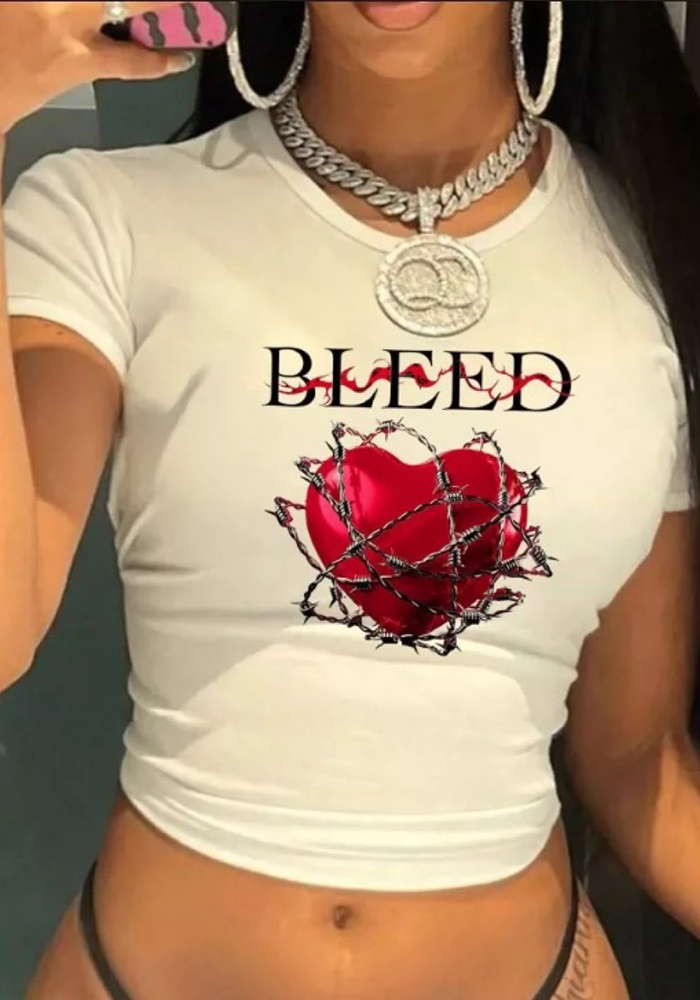 Summer Heart Print Crop Top For Women