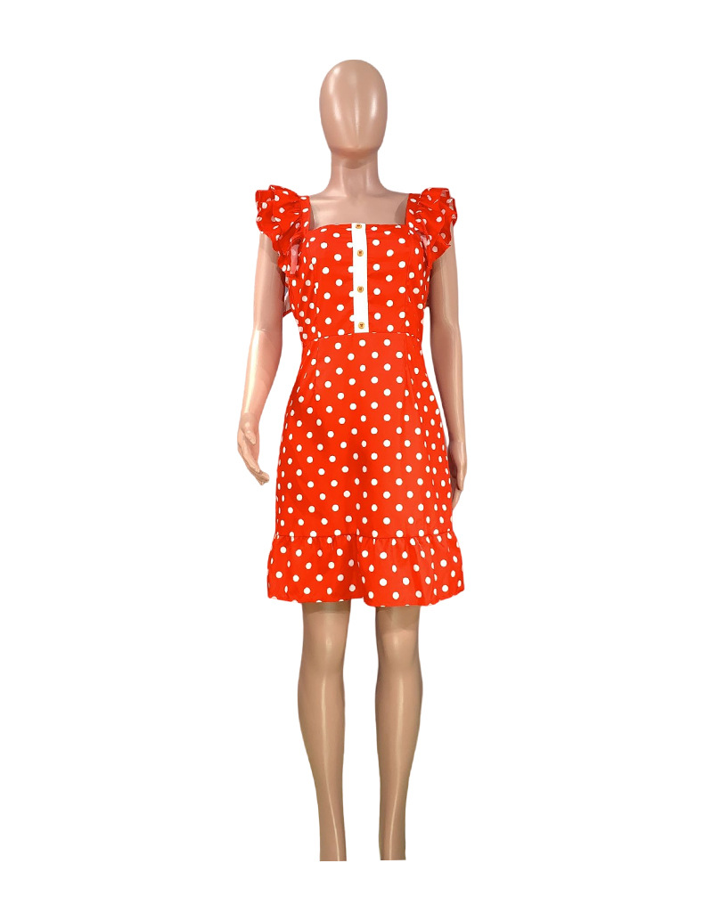 Women Summer Flying Sleeve Mini Sexy Polka Dot Dress