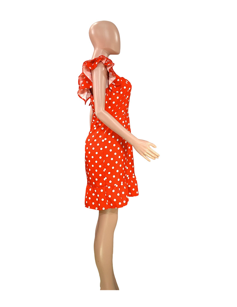 Women Summer Flying Sleeve Mini Sexy Polka Dot Dress